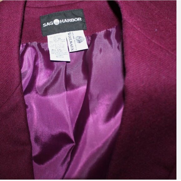 Dark Red Wool Blazer Sag Harbor Burgundy Jacket Sz 18 Structured Shoulders - Picture 2 of 6